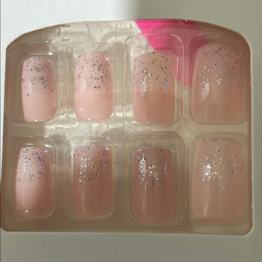 Pink and Silver  and White and SilverGlitter Press-On Nail Sets - Picture 2 of 5